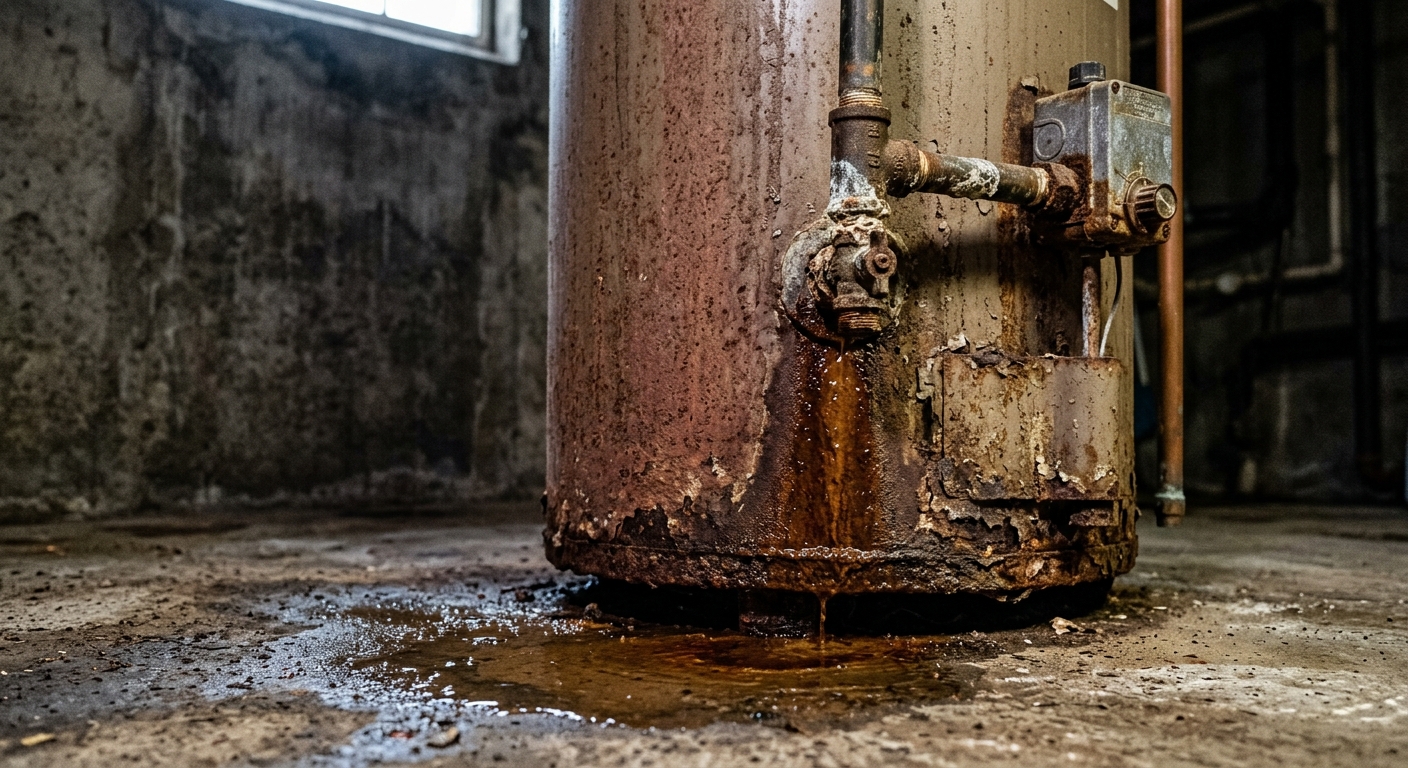 Fuite sur cuve chauffe-eau rouillé